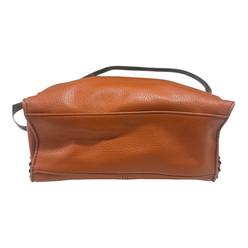 Chala Charming Crossbody Bag Zip Flap Top Metal Chain Rust Brown Turtle Keychain - Picture 8 of 11